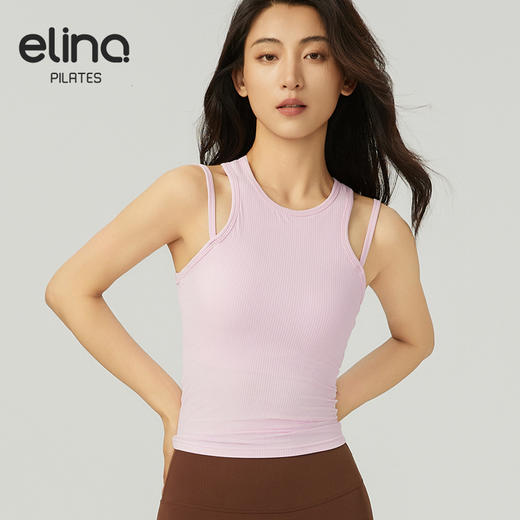 【双旦秒】elina一恋2024新款裸感假两件挂脖瑜伽普拉提背心AD41001（特价产品，收货7天内支持调换、不退款） 商品图2