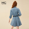 mc2蓝色牛仔连衣裙女2024春秋款复古风收腰显瘦长袖牛仔裙小个子 商品缩略图3
