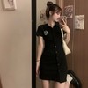 【细腻柔软亲肤，垂顺抗起球！】polo领连衣裙女夏季甜辣妹风，修身显瘦设计感小众小熊短袖包臀裙子-lm！ 商品缩略图5