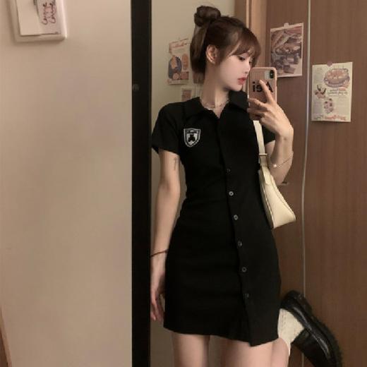 【细腻柔软亲肤，垂顺抗起球！】polo领连衣裙女夏季甜辣妹风，修身显瘦设计感小众小熊短袖包臀裙子-lm！ 商品图5