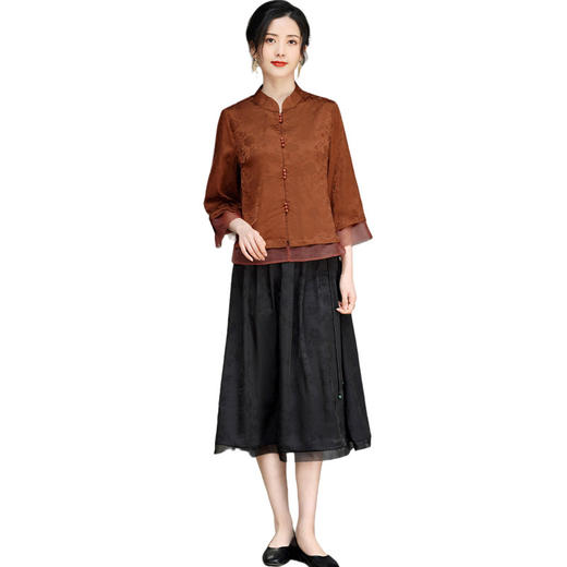 中式盘扣红云纱改良旗袍上衣TX865 商品图3