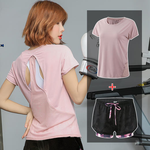 【三件套搭配！瑜伽服短裤套装】夏天薄款跑步运动套装，柔软亲肤，耐磨耐穿，速干网红健身服宽松瑜伽服女L 商品图7