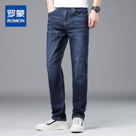 罗蒙春夏轻薄透气弹力牛仔裤男后袋绣标男裤直筒裤子男