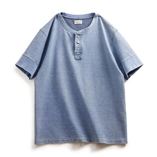 【马登】美式复古OG针织牛仔亨利衫阿美咔叽做旧硬汉短袖T恤男夏 商品图5