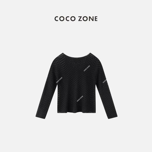 COCO ZONE2024"乔戴“设计感镂空外穿圆领针织衫纯色长袖上衣CC1A0489 商品图1