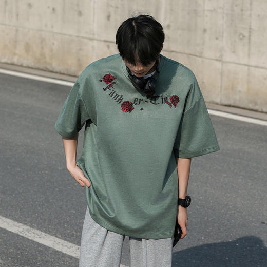 【麂皮绒】【新款DSY】大依优型大码圆领短袖T恤夏季加肥加大肥佬休闲宽松透气上衣男士半袖夏装 商品图1