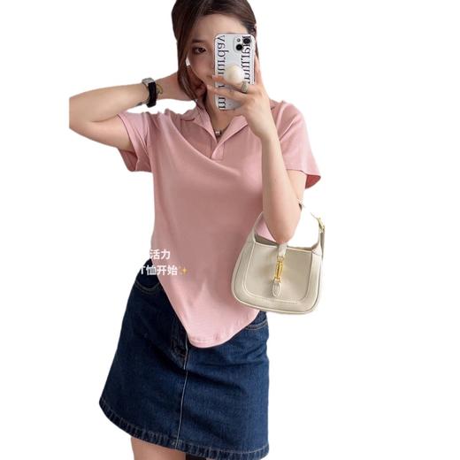 【宽松版型，敲击显瘦！】polo领纯欲显瘦T恤螺纹棉，无束缚纸片人冰凉吸汗百搭短袖，清新又百搭还能遮小肉肉-lm！ 商品图4