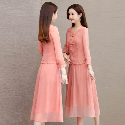 国风中式复古长袖小衫，高腰半身裙纯色两件套裙QYM-LRX-1722450-Y 商品图2