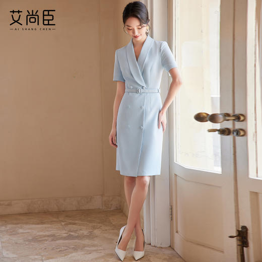 艾尚臣短袖职业西装连衣裙2024夏季新款高级感气质女神范职场女装 商品图2