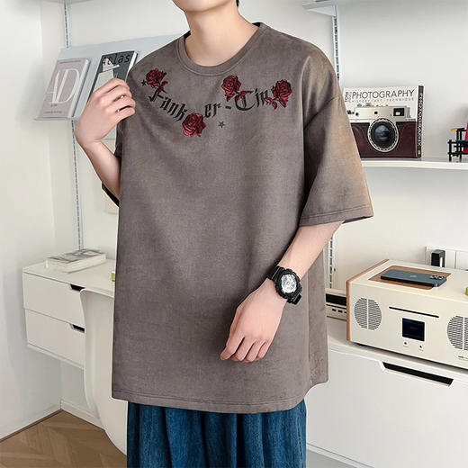 【麂皮绒】【新款DSY】大依优型大码圆领短袖T恤夏季加肥加大肥佬休闲宽松透气上衣男士半袖夏装 商品图3