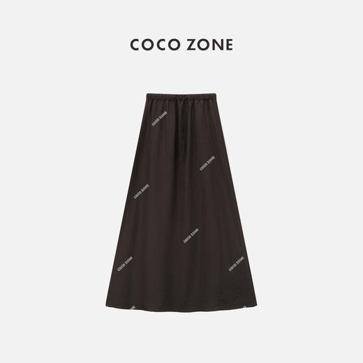 COCO ZONE夏季高级感松紧腰系带半身裙时尚直筒A字中长裙CC1B1002 商品图0