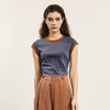 谜底修身T恤短袖女2024年夏季新品简约时尚撞色棉弹上衣242MT0580 商品缩略图0