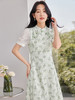 【专属特价】熙世界国风改良新中式蕾丝旗袍裙夏2025新款薄荷曼波碎花连衣裙 商品缩略图2