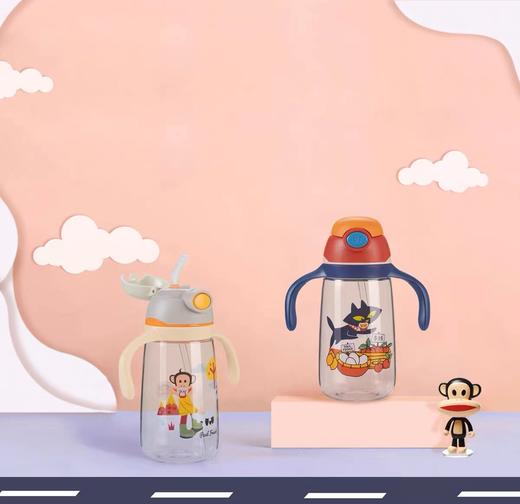 小木马大嘴猴儿童吸管学饮杯带手柄背带斜挎水杯 商品图0