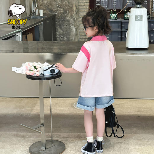 【130-165】【史努比】女童短袖学院风POLO衫中大童翻领T恤 商品图2