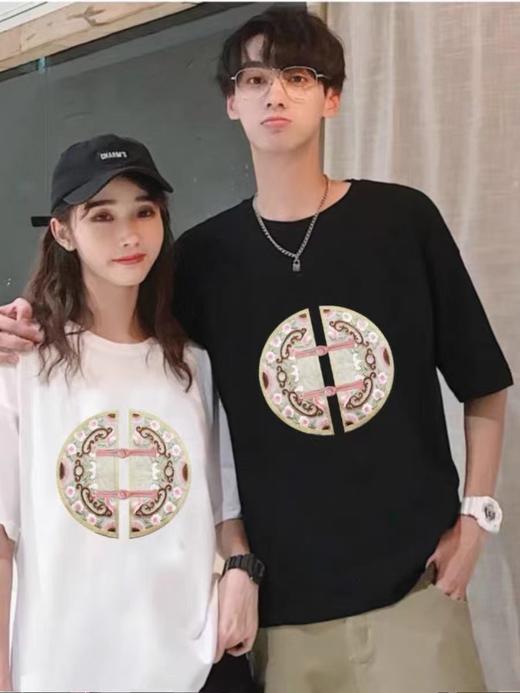 今日特惠【限时价】喜出100%棉-06国风米卡 印花情侣T恤 商品图0