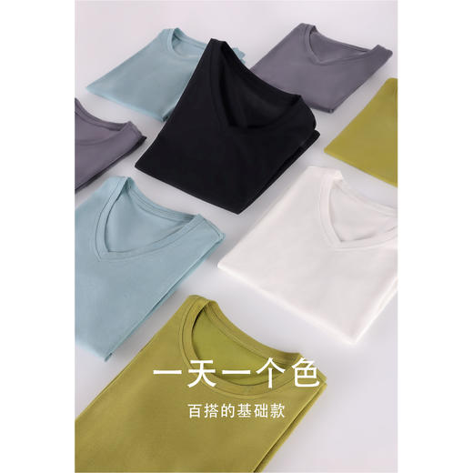 鹿向南《口碑T恤》2024新款V领短袖T恤女小个子夏季设计感上衣 商品图0