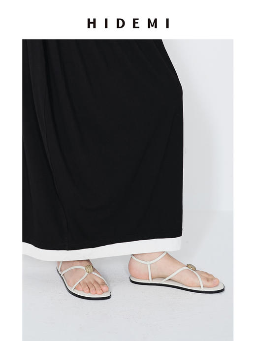 HIDEMI 昨日我是月亮系列月亮石交叉带设计感平底凉鞋 乌木棕/白色 商品图6