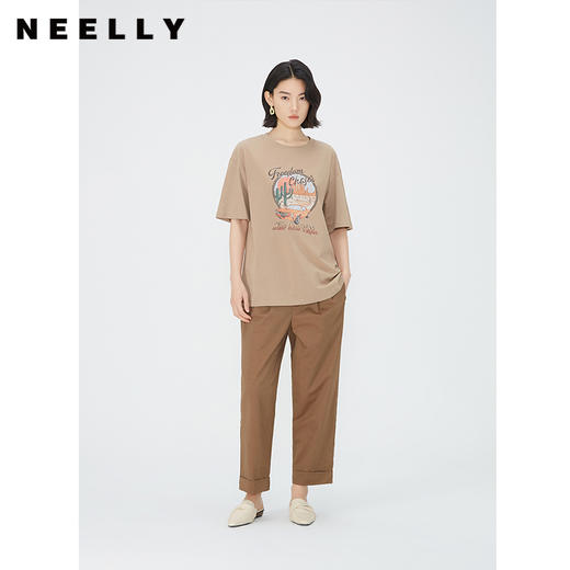 NEELLY纳俪商场同款工装风休闲裤女夏季百搭通勤显瘦直筒裤九分裤N24051H01156 商品图0