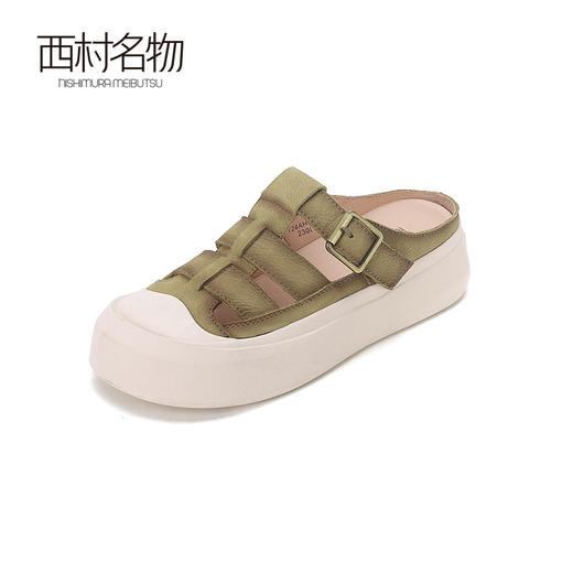 西村名物2024夏季新品真皮包头镂空增高凉拖鞋女外穿时尚高级感T24AH11981 商品图1