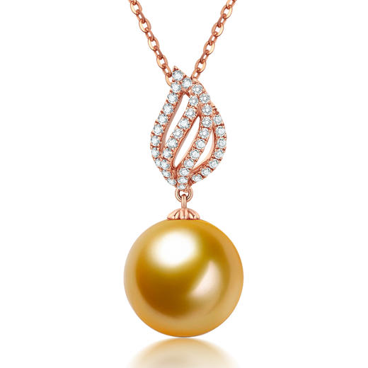 MEMORA诗普琳爱翼系列玫瑰18K金金珠海水珍珠钻石单吊坠ZP220401 商品图0