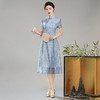 XGTQ24025清蓝2024夏装新款改良新中式国风女装日常修身旗袍连衣裙 商品缩略图2