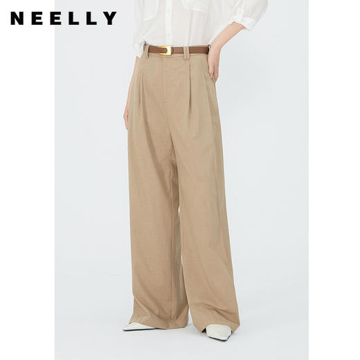 NEELLY纳俪商场同款高腰显瘦休闲裤女夏季通勤宽松时尚拖地西裤N24051H01157 商品图2