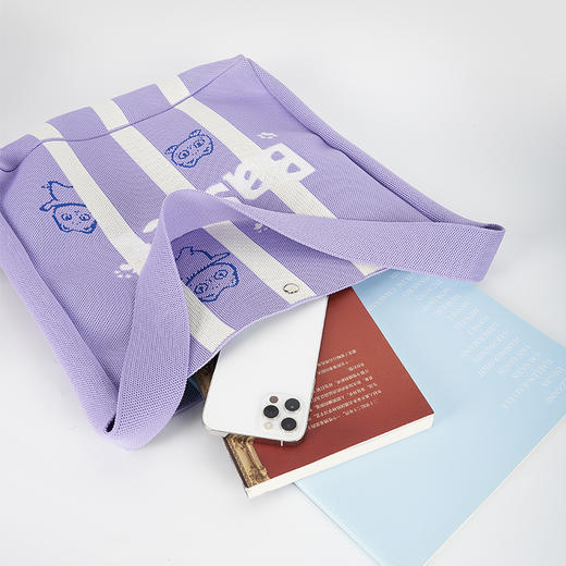 大英博物馆 盖亚·安德森猫和她的朋友们系列 针织包 大容量 单肩包 手提包 浅紫色 古铜绿 商品图5