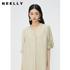 NEELLY纳俪商场同款桑蚕丝泡泡袖连衣裙女夏季气质V领中长直筒裙 商品缩略图1