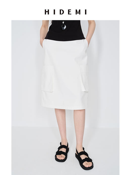 HIDEMI 魔术贴宽带设计感厚底凉鞋 军绿色帆布拼皮/黑色麂皮 商品图7