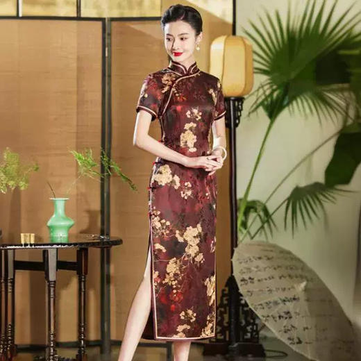 新中式香云纱旗袍，改良老上海高端国风连衣裙HQ286 商品图3