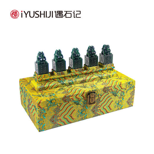 遇石记泰山玉福禄寿禧财五联章印章礼盒 商品图2