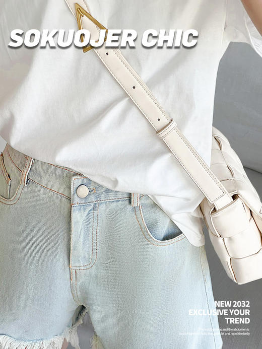 夏季新款【高品质高腰牛仔短裤女】宽松显瘦外穿 韩版松紧腰阔腿热裤 商品图5