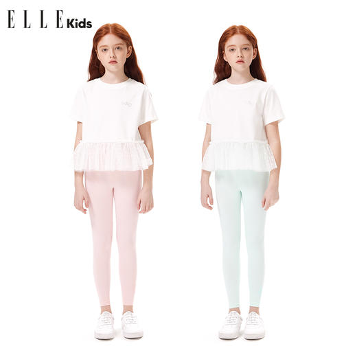 ELLEKIDS 童装 运动弹力花朵印花瑜伽打底裤 商品图1