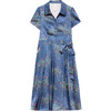 QYM-1722436蓝色印花连衣裙夏季新款短袖裙时尚气质女装中长款A字裙 商品缩略图3