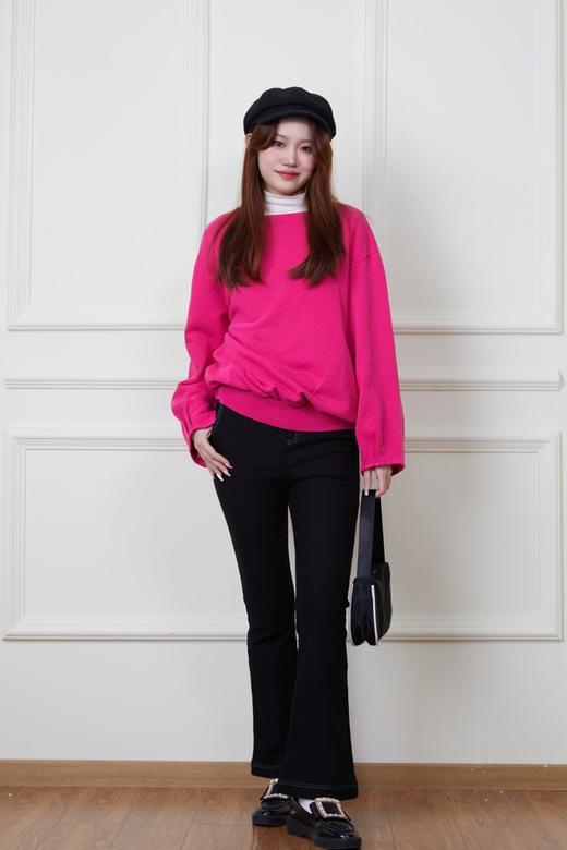 AVA 玫红色圆领百搭卫衣上衣 5328 商品图0