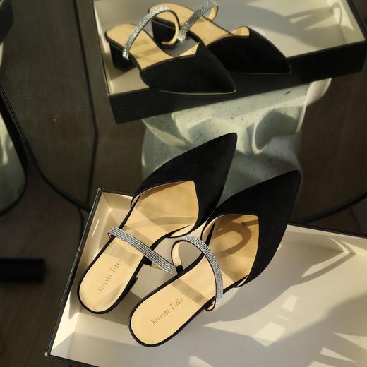 逸红颜小集市#【悠然】Natasha Zinko正品授权#水钻包头穆勒拖 真皮粗跟尖头拖鞋 商品图9