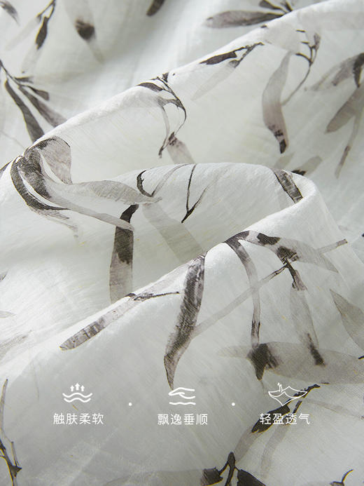 【专属特价】熙世界新中式水墨印花连衣裙2025夏装新款立领国风长裙雪纺裙子 商品图3