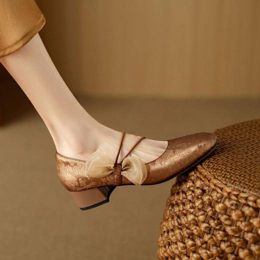 【预售5天】文艺复古风蝴蝶结玛丽珍女鞋，圆头粗跟气质百搭浅口单鞋NJMK&K963 商品图3