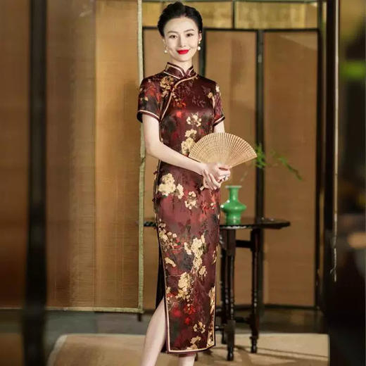 新中式香云纱旗袍，改良老上海高端国风连衣裙HQ286 商品图2