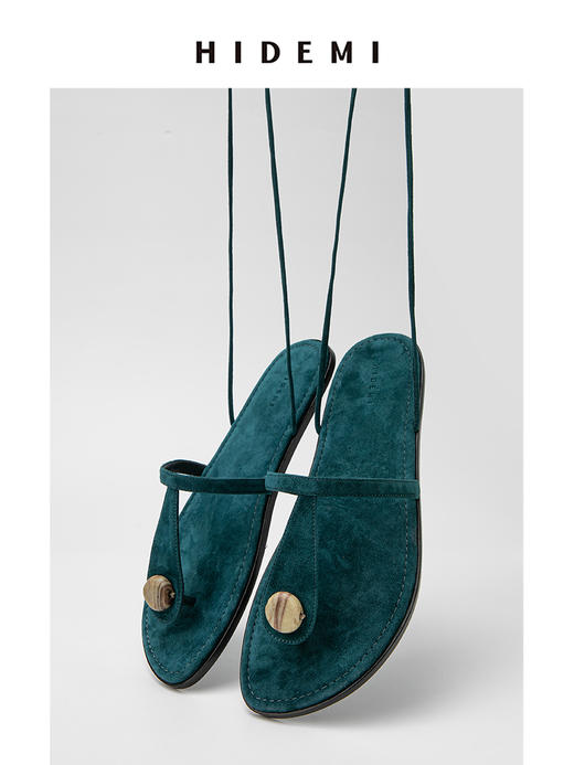 HIDEMI 昨日我是月亮系列月亮石细带设计感绑带平底凉鞋 商品图4