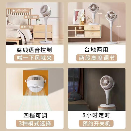 【小家电】SEEDEN西点电风扇家用空气循环扇智能语音遥控风扇台立式3D摇头涡轮轻音落地扇台地两用声控风扇循环风扇XD-1812F HF 商品图2