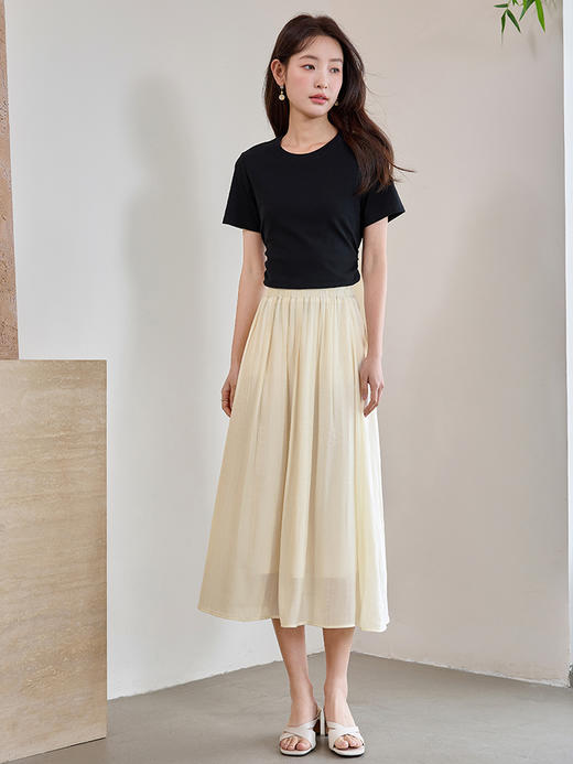 【1件75折，2件73折】熙世界飘逸垂感半身裙雪纺纱裙2025夏季新款高腰裙子仙气a字裙 商品图2