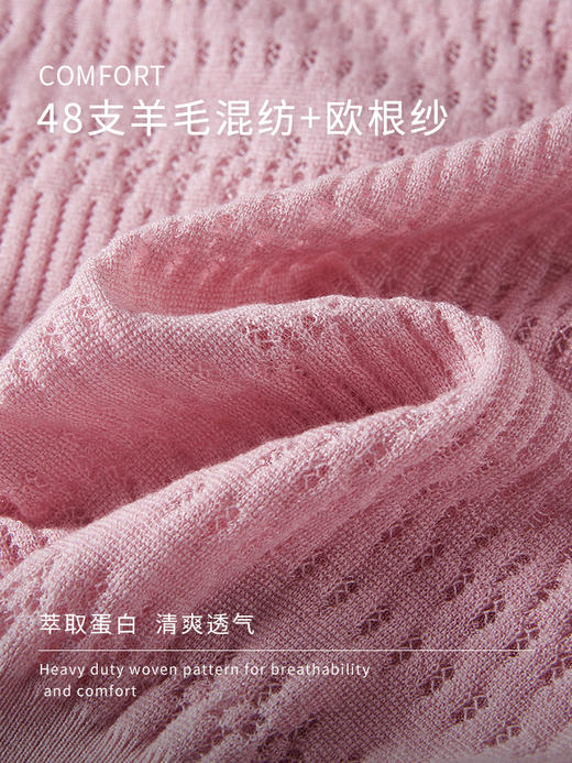 【专属特价】熙世界粉色镂空V领冰丝针织衫夏2025新款宽松短袖套头薄款上衣 商品图2