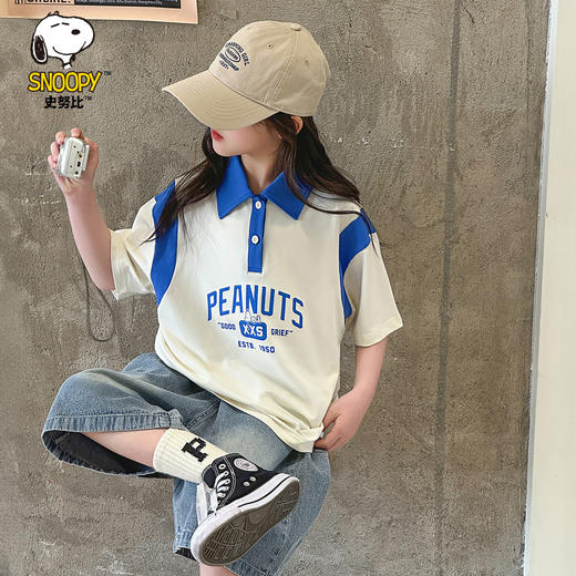 【130-165】【史努比】女童短袖学院风POLO衫中大童翻领T恤 商品图4