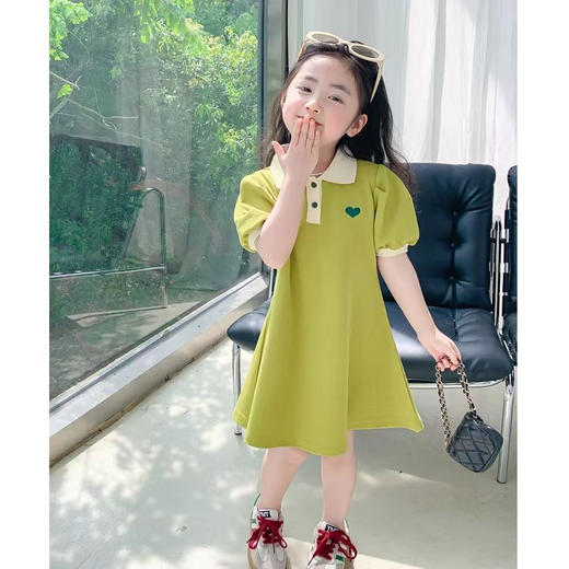 【舒适透气，挺括有型！】女童夏季连衣公主裙洋气POLO领裙子，儿童泡泡袖连衣裙薄款公主裙，呼呼透气 夏天不闷热-QQ 商品图0