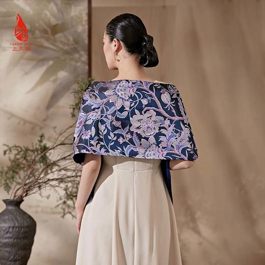 SAINTJOY/上久楷 宋锦围巾杜乐丽之花·深紫兰 深橘色 SCS20003 商品图12