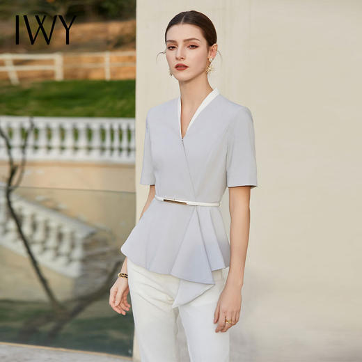 IWY/新款夏季职业装蓝色西装套装高端工作服女案场工装C1544+P1542 商品图2