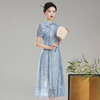 XGTQ24025清蓝2024夏装新款改良新中式国风女装日常修身旗袍连衣裙 商品缩略图0