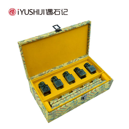 遇石记泰山玉福禄寿禧财五联章印章礼盒 商品图3